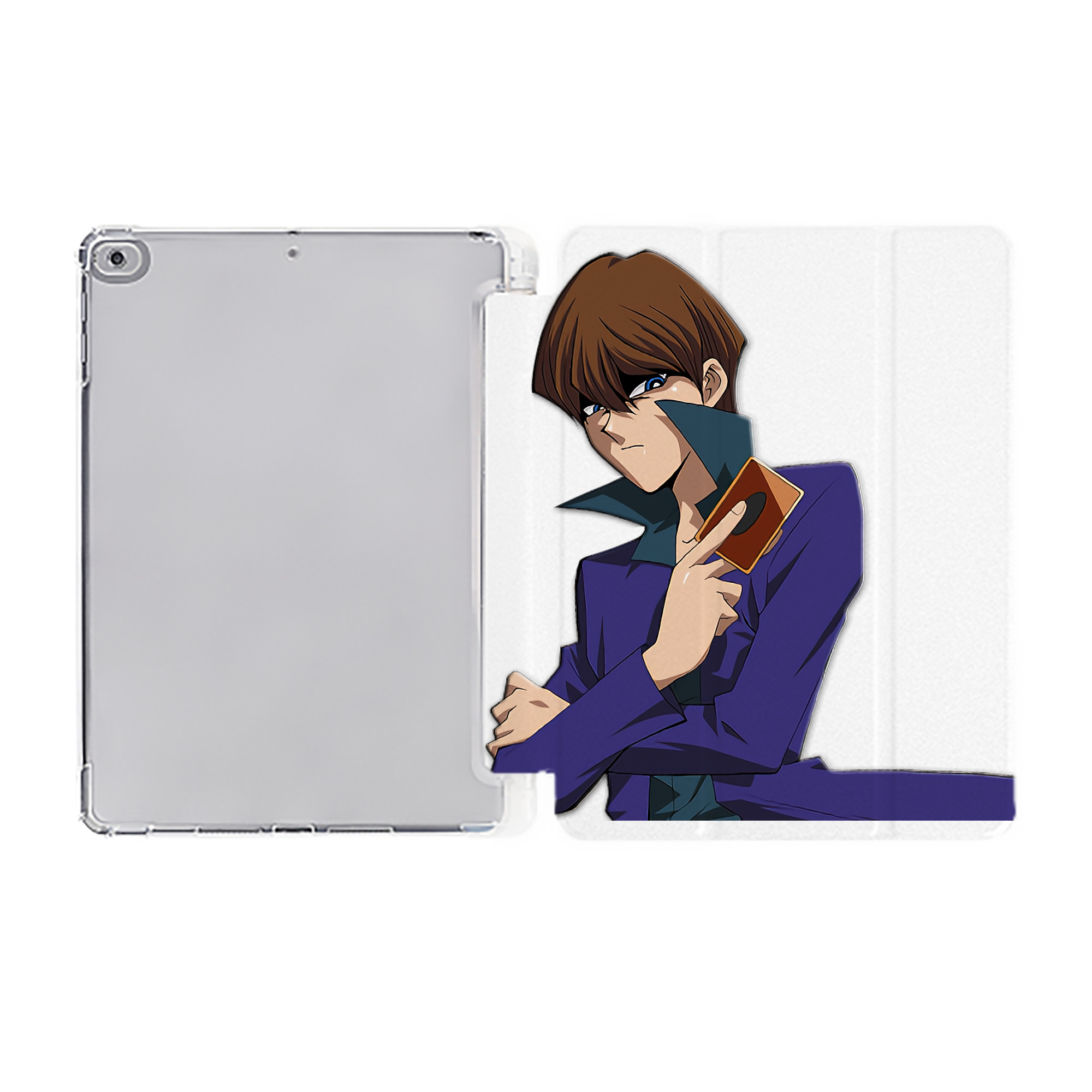 （画像用） 遊☆戯☆王 Yu-Gi-Oh! IPad ケース ペン収納付き 三つ折りスタンド PUレザー×シリコン 対応機種9.5/10.5/10.9インチ